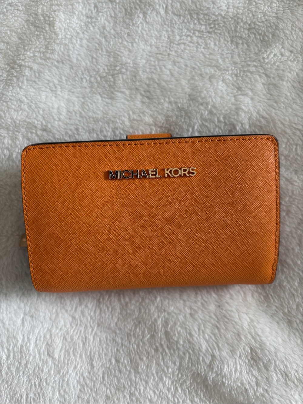 Michael Kors Orange Saffiano Zip-Around Wallet